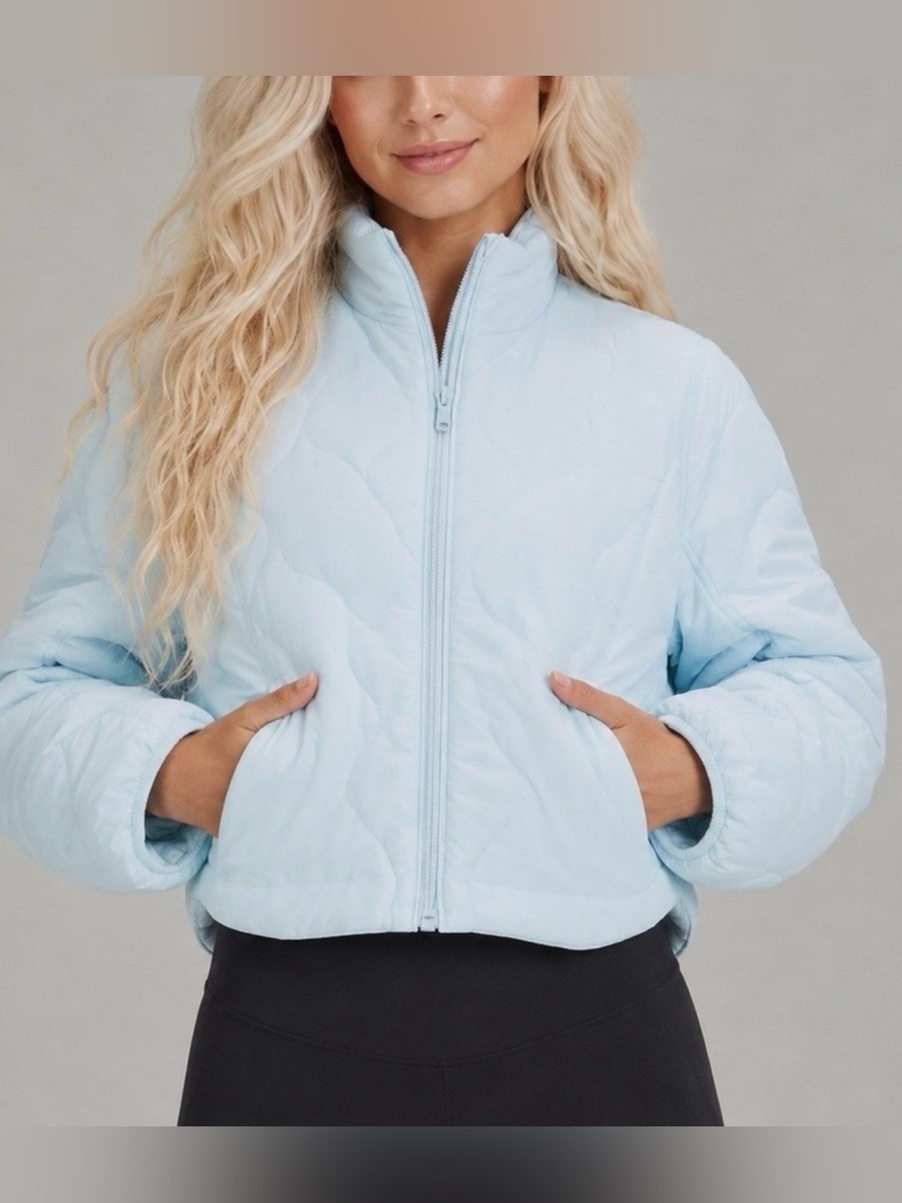 Lululemon Quilted Light Insulation Cropped Jacket Powder Blue Size 4